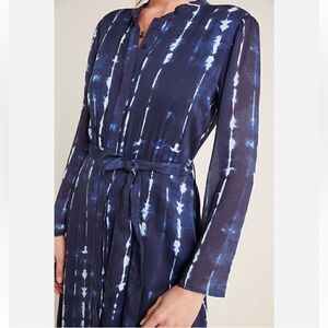 Anthropologie cloth & stone bita style  Navy Tie-Dye Long Sleeve Dress